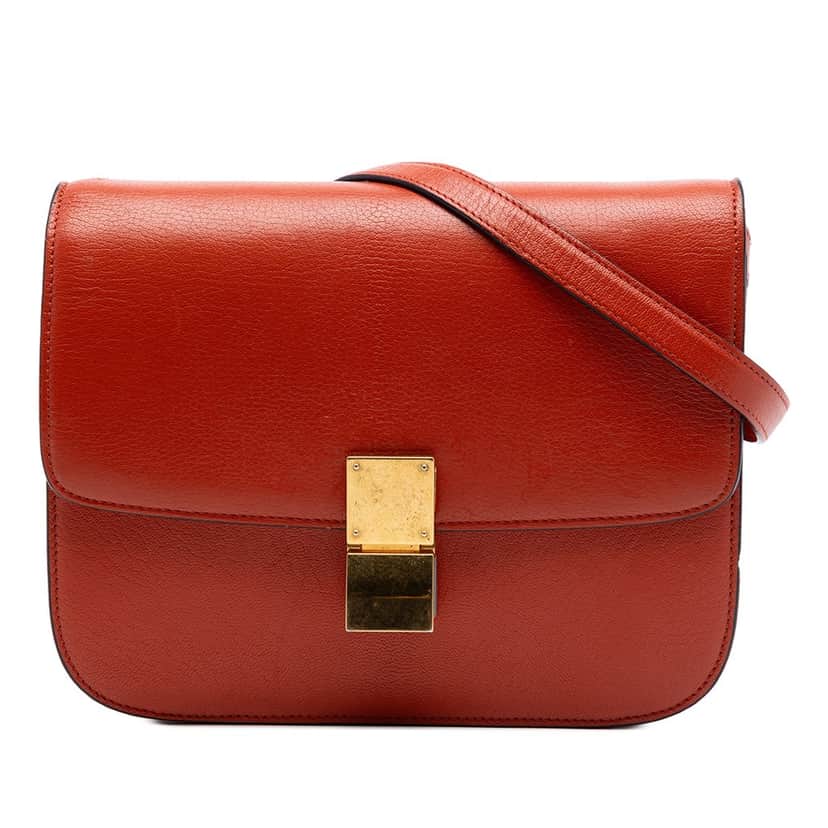 Celine Medium Calfskin Classic Box Red Leather Very good condition - Front View