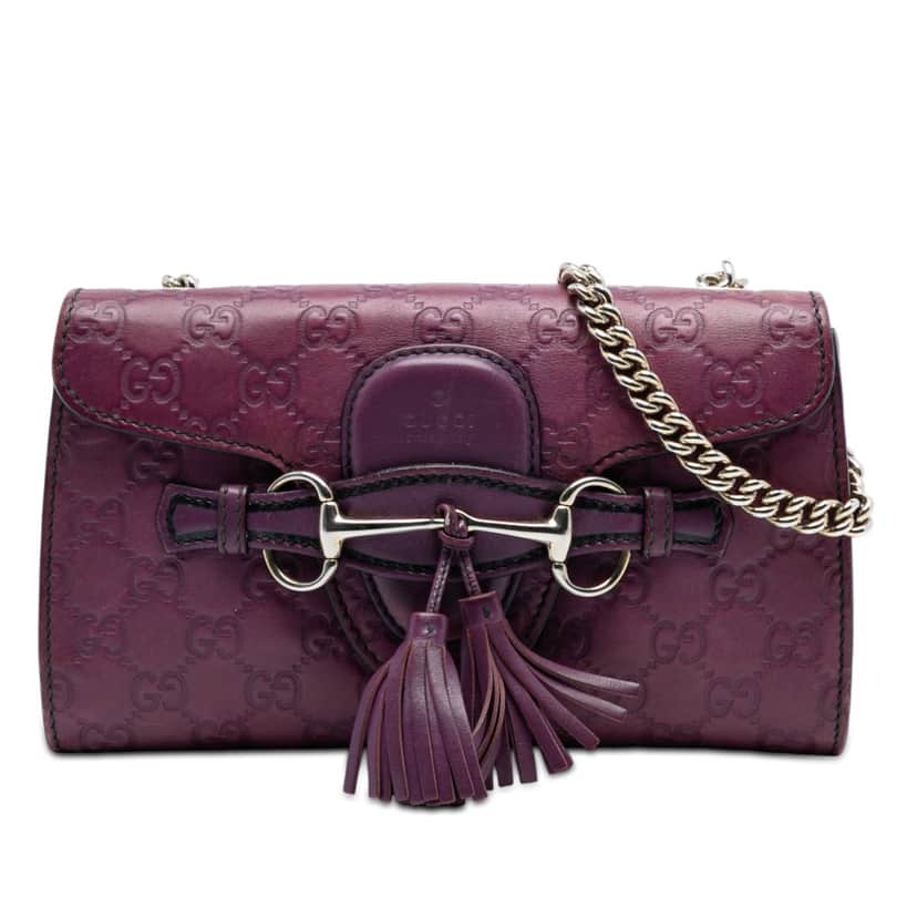 Gucci Small Guccissima Emily Crossbody Purple Leather Very good condition - Front View