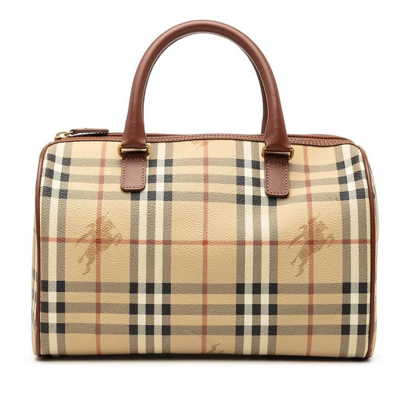 Burberry Haymarket Check Coated Canvas Boston Bag Beige Very good condition - Front View