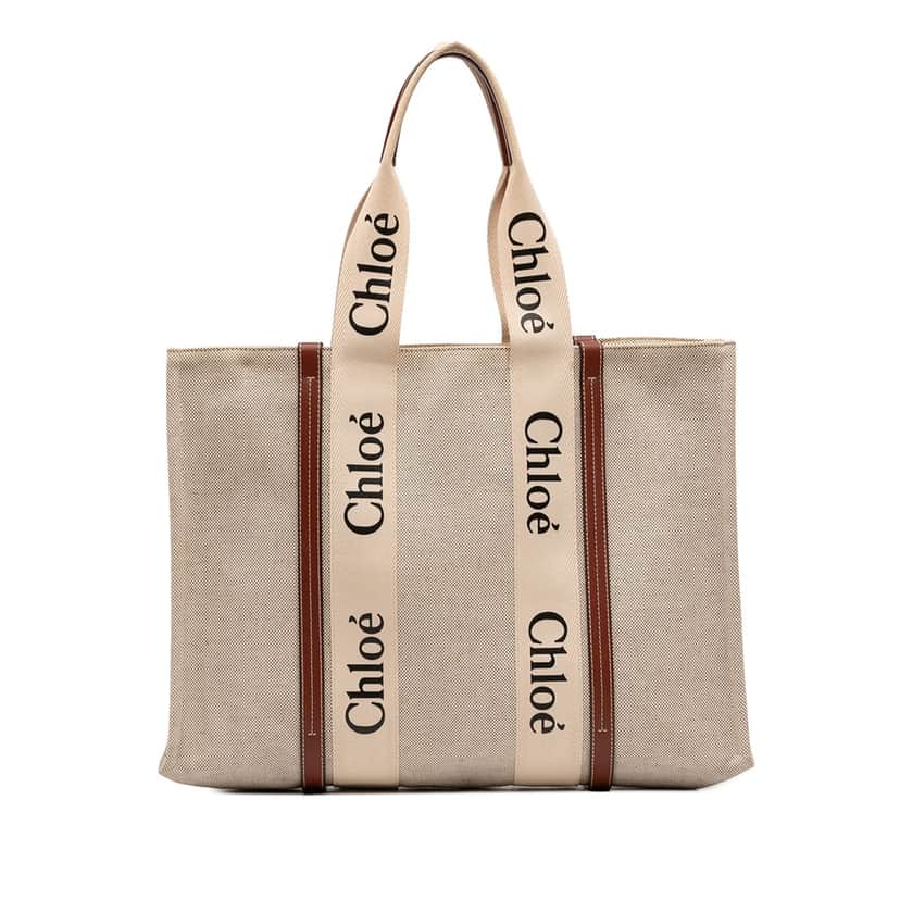 Chloé Large Canvas Woody Tote Beige Very good condition - Front View