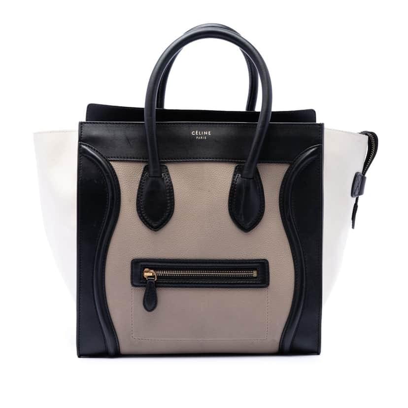 Celine Mini Tricolor Leather Luggage Tote Beige Leather Very good condition - Front View