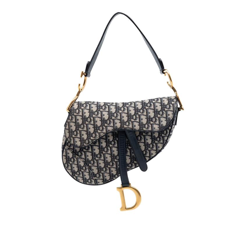 Dior Oblique Canvas Saddle Bag Blue Very good condition - Front View