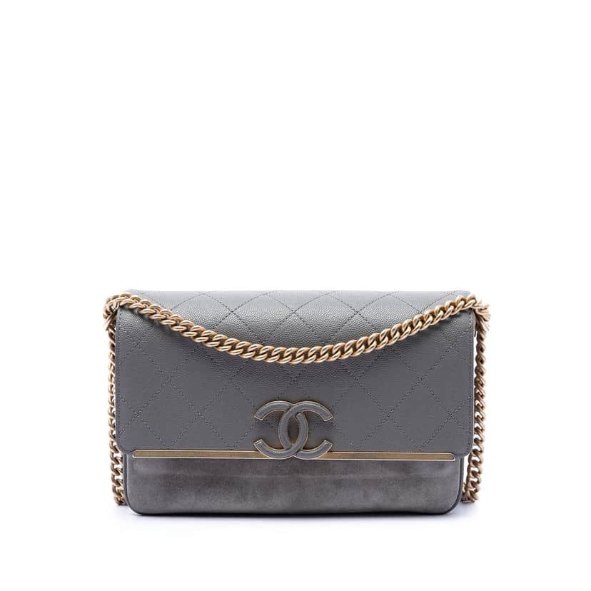 Chanel Small CC Stitched Caviar and Suede Lady Coco Flap Other Leather Very good condition - Front View