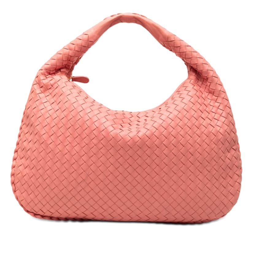 Bottega Veneta Small Nappa Intrecciato Veneta Hobo Pink Leather Very good condition - Front View
