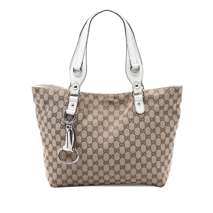Gucci Medium GG Canvas Icon Bit Tote Beige Very good condition - Front View