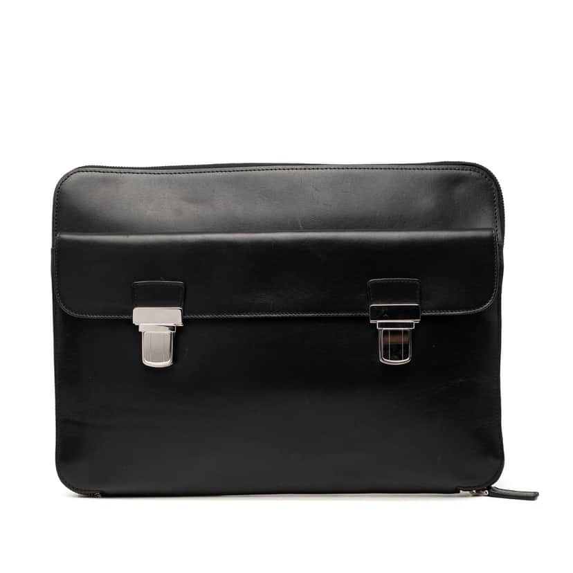 Saint Laurent Leather Clutch Black Leather Very good condition - Front View