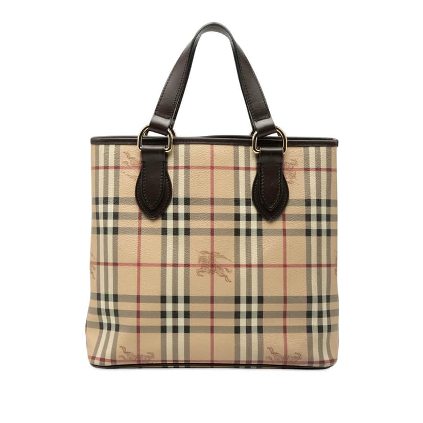 Burberry Haymarket Check Coated Canvas Tote Beige Very good condition - Front View