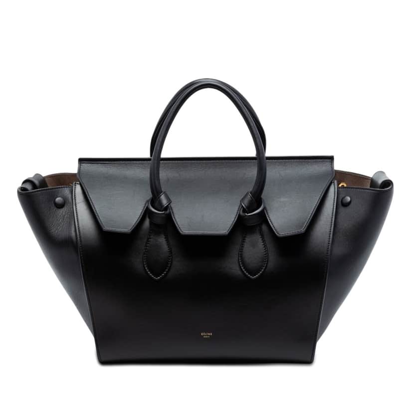 Celine Medium Smooth Calfskin Tie Knot Tote Black Leather Very good condition - Front View
