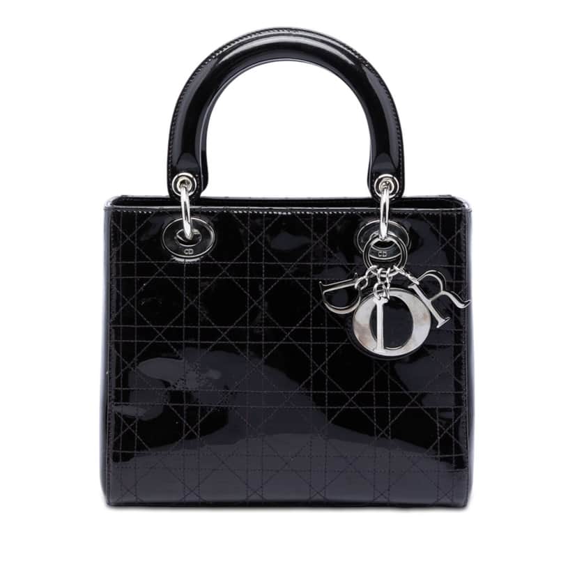 Dior Medium Patent Cannage Stitched Lady Dior Purple Leather Very good condition - Front View