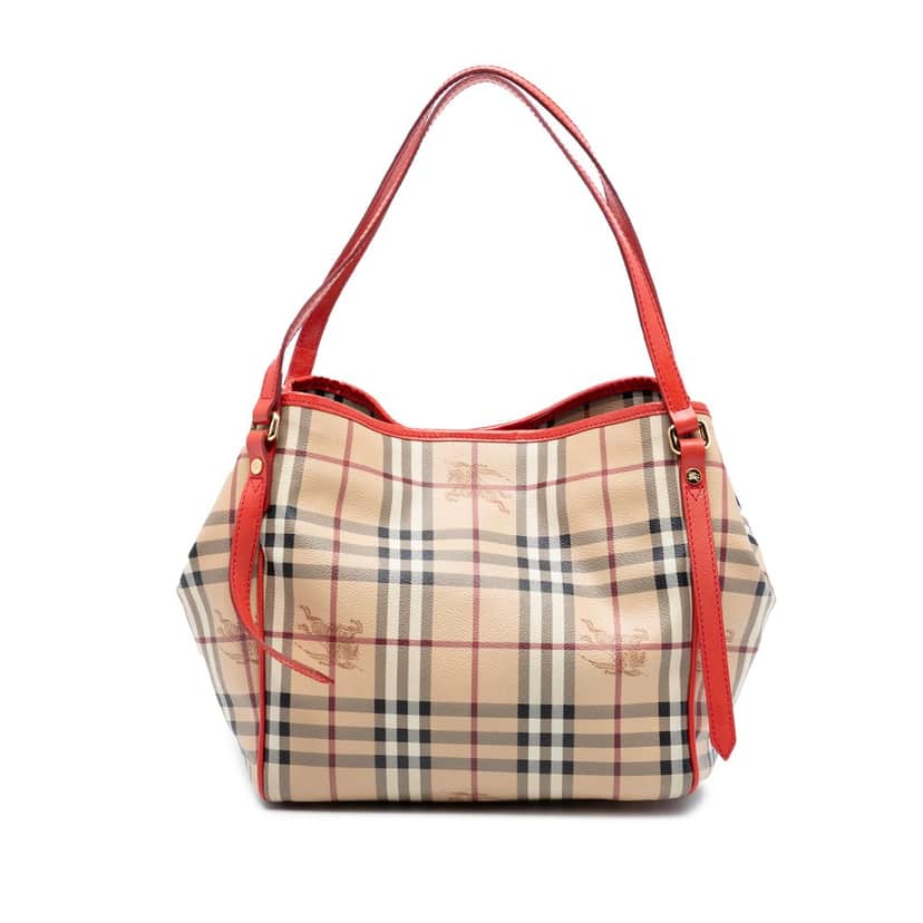 Burberry Small Haymarket Check Coated Canvas Canterbury Tote Beige Very good condition - Front View