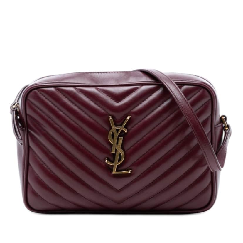 Saint Laurent Matelasse Leather Monogram Lou Camera Bag Red Leather Very good condition - Front View