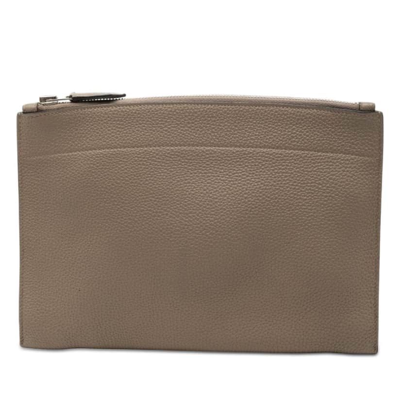 Hermès Togo Bazar Pouch PM Brown Leather Very good condition - Front View