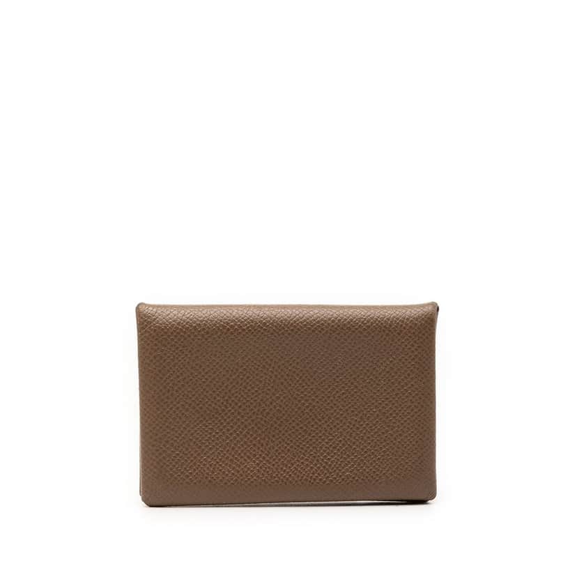 Hermès Epsom Calvi Card Holder Brown Leather Very good condition - Front View
