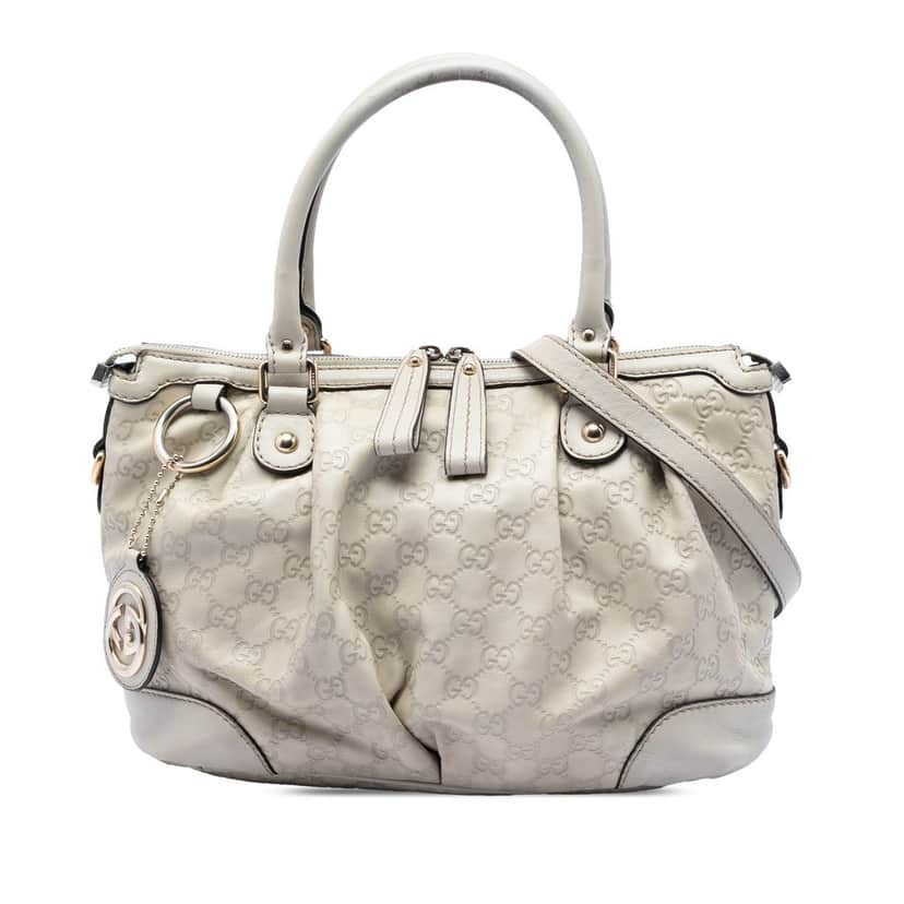 Gucci Guccissima Sukey Satchel White Leather Very good condition - Front View