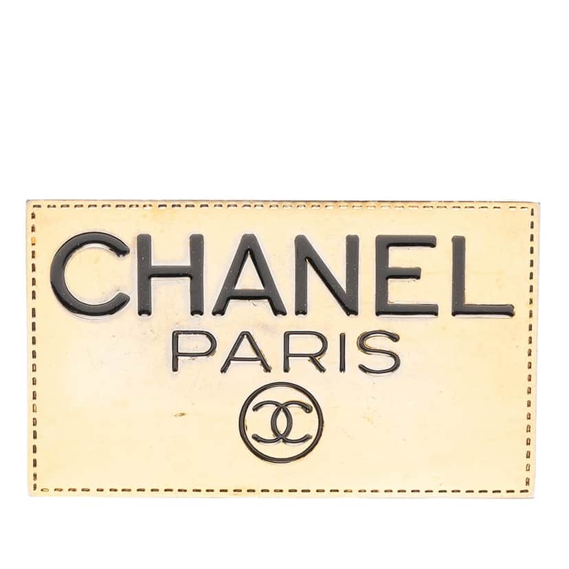 Chanel Gold Plated CC Plate Brooch Gold Metal Very good condition - Front View