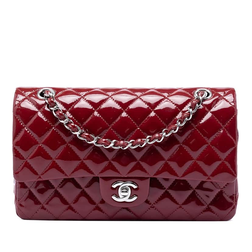 Chanel Medium Classic  Patent Double Flap Red Leather Very good condition - Front View