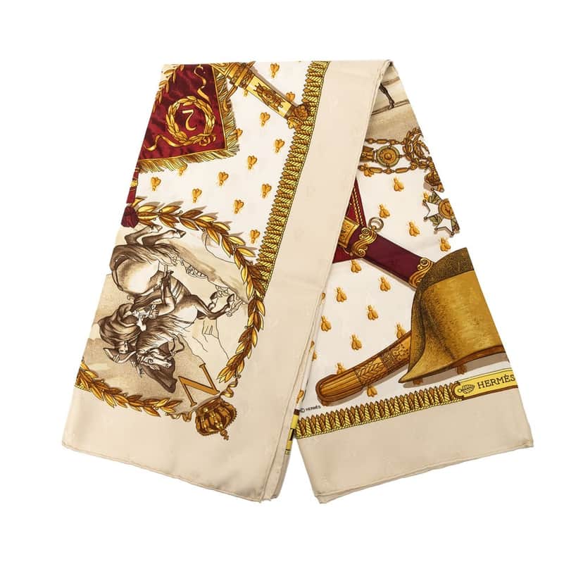 Hermès Napoleon Silk Scarf 90 Brown Very good condition - Front View
