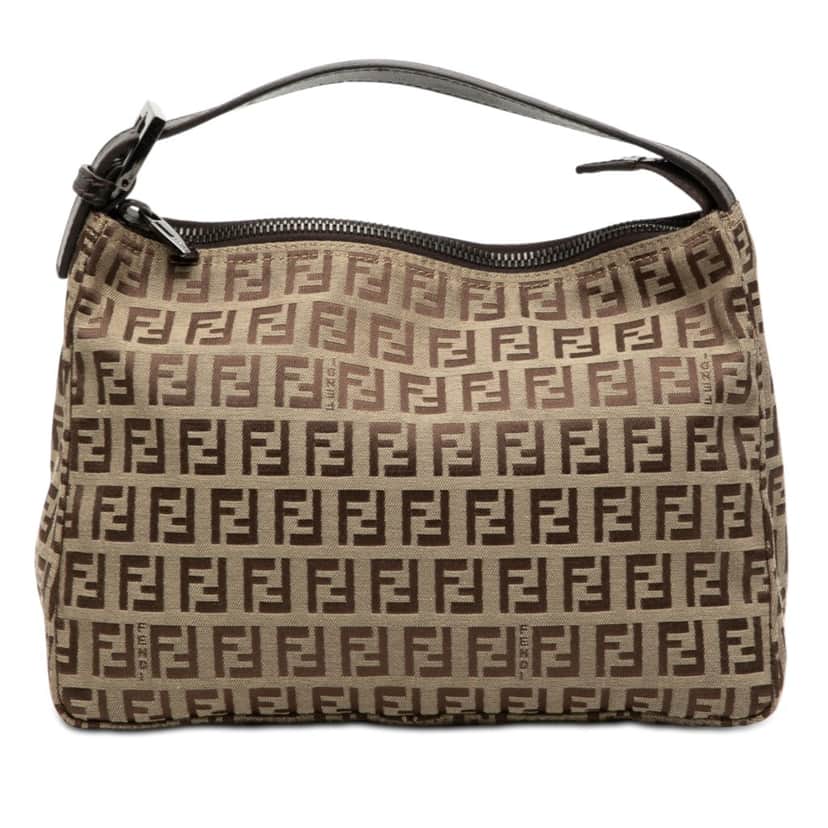 Fendi Zucchino Canvas Handbag Brown Very good condition - Front View