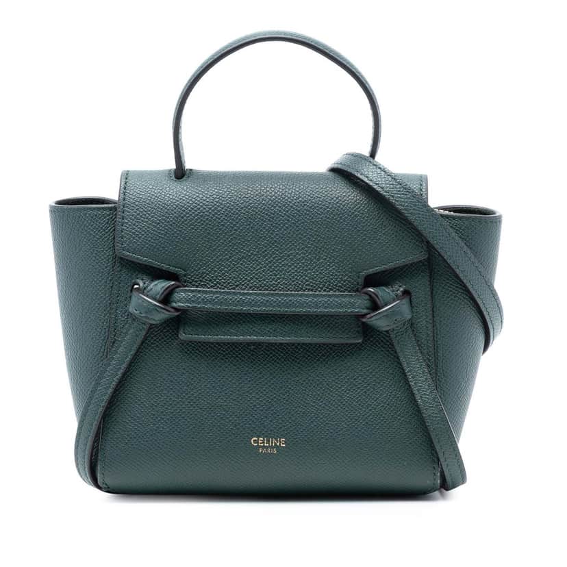 Celine Pico Grained Calfskin Belt Bag Green Leather Very good condition - Front View