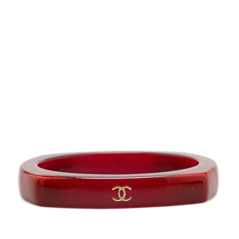 Chanel CC Resin Bangle Red Plastic Very good condition - Front View