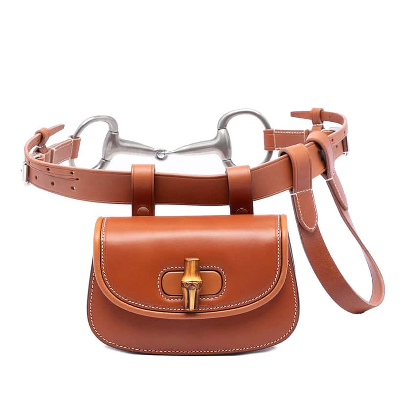 Gucci Mini Calfskin Bamboo 1947 Belt Bag Brown Leather Very good condition - Front View
