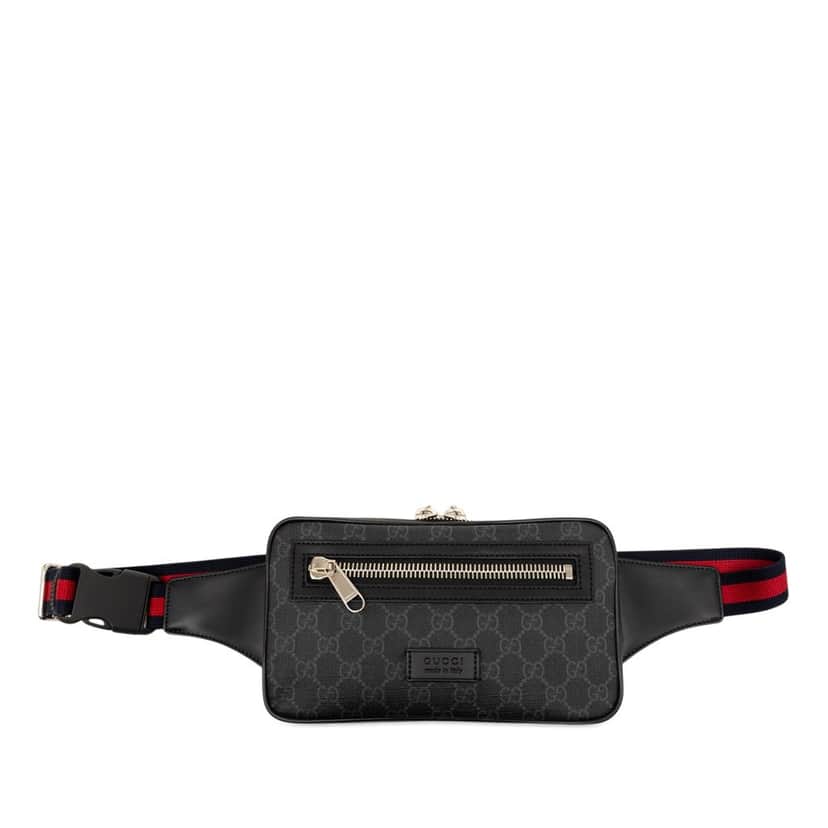 Gucci GG Supreme Web Belt Bag Black Very good condition - Front View
