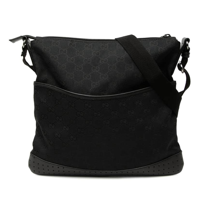 Gucci GG Canvas Perforated Crossbody Black Very good condition - Front View