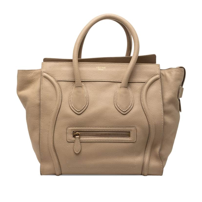 Celine Mini Grained Calfskin Luggage Tote Brown Leather Very good condition - Front View