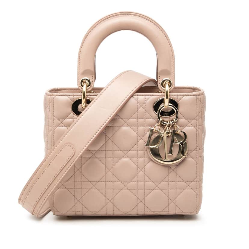 Dior Small Lambskin Cannage My ABCDior Lady Dior Pink Leather Very good condition - Front View