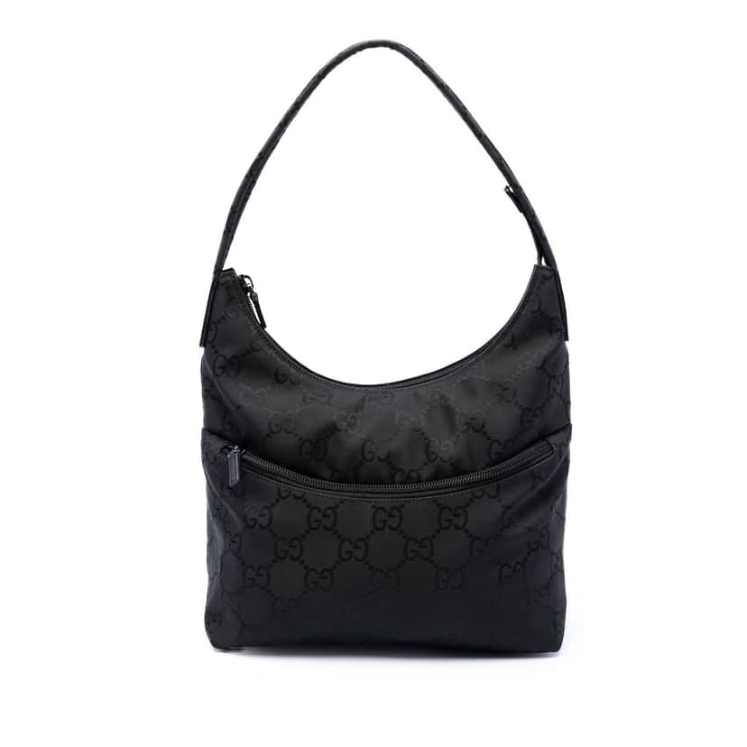 Gucci GG Nylon Shoulder Bag Black Very good condition - Front View