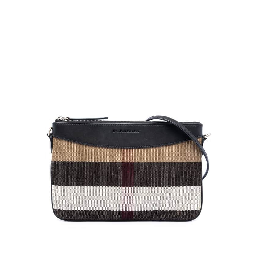 Burberry Mega Check Canvas Peyton Crossbody Brown Very good condition - Front View