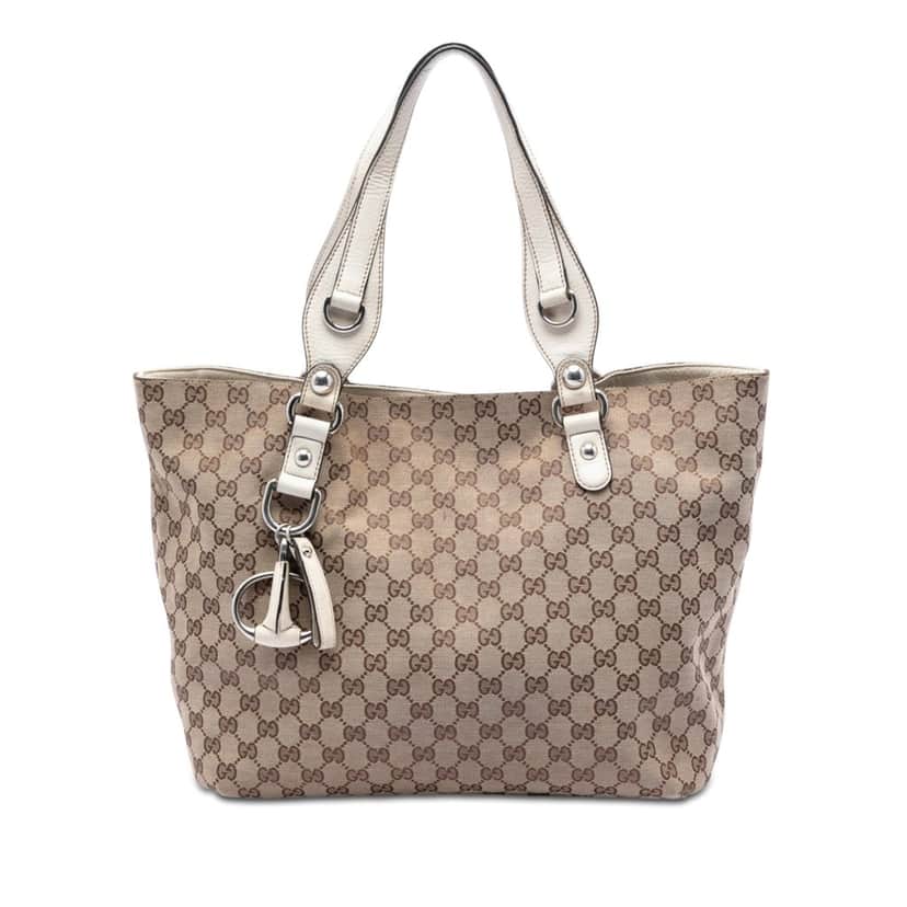 Gucci Medium GG Canvas Icon Bit Tote Beige Very good condition - Front View