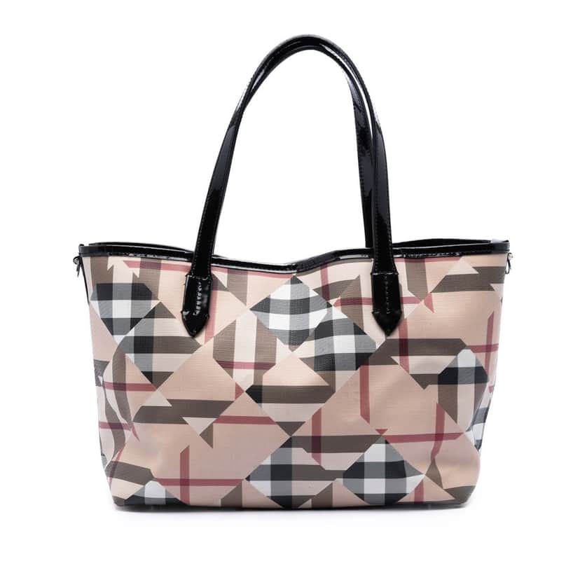 Burberry House Check Coated Canvas Satchel Beige Very good condition - Front View