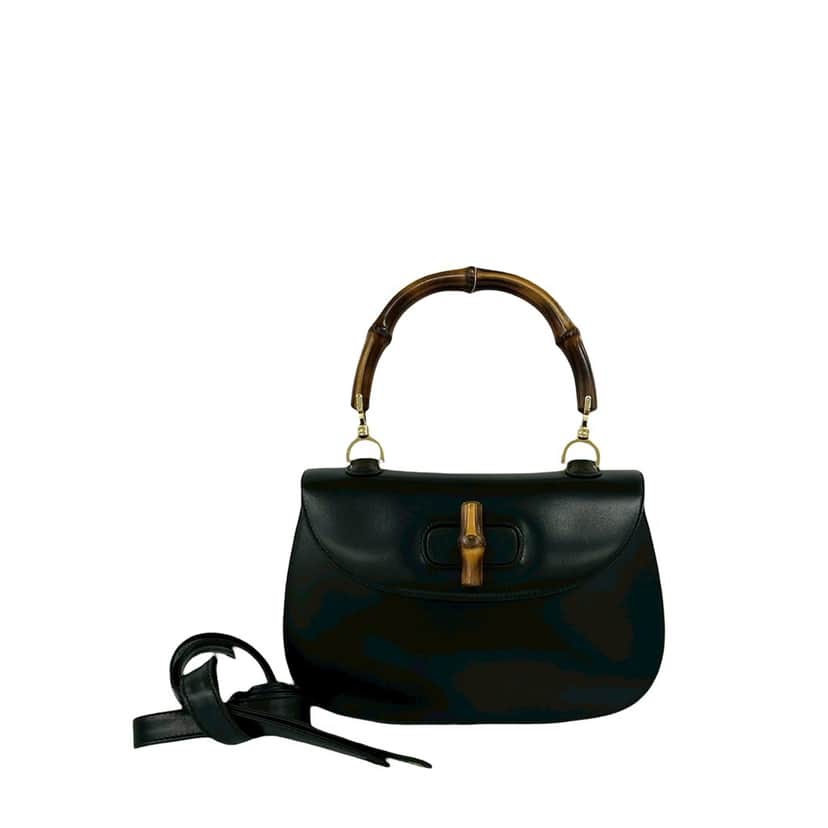 Gucci Calfskin Bamboo Night Black Leather Very good condition - Front View