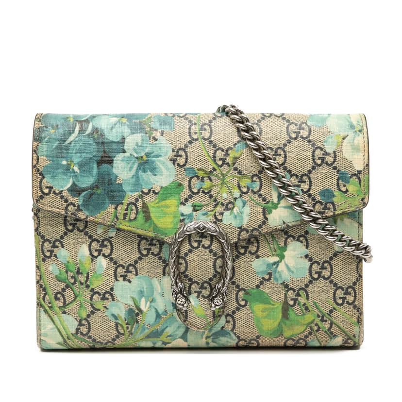 Gucci GG Supreme Blooms Dionysus Wallet on Chain Beige Very good condition - Front View