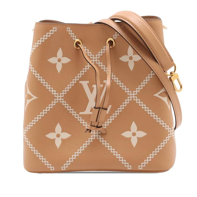 Louis Vuitton Monogram Giant Bicolor Empreinte Broderies Neonoe MM Beige Leather Very good condition - Front View