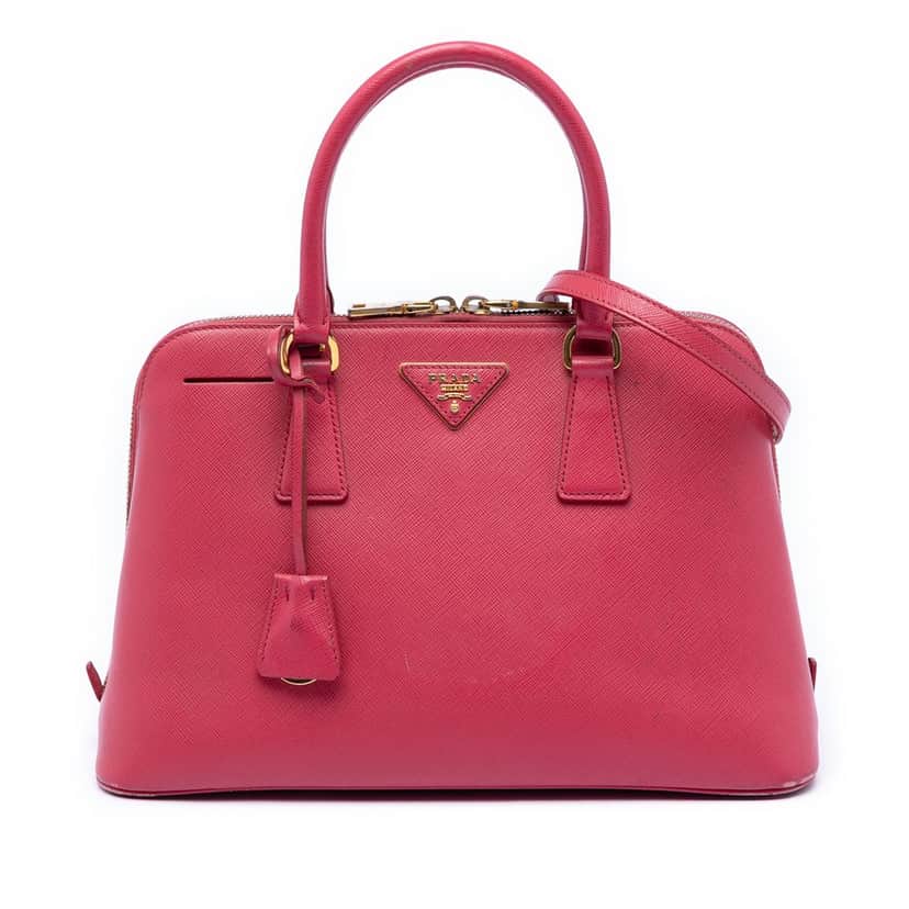 Prada Medium Saffiano Lux Promenade Satchel Pink Leather Very good condition - Front View