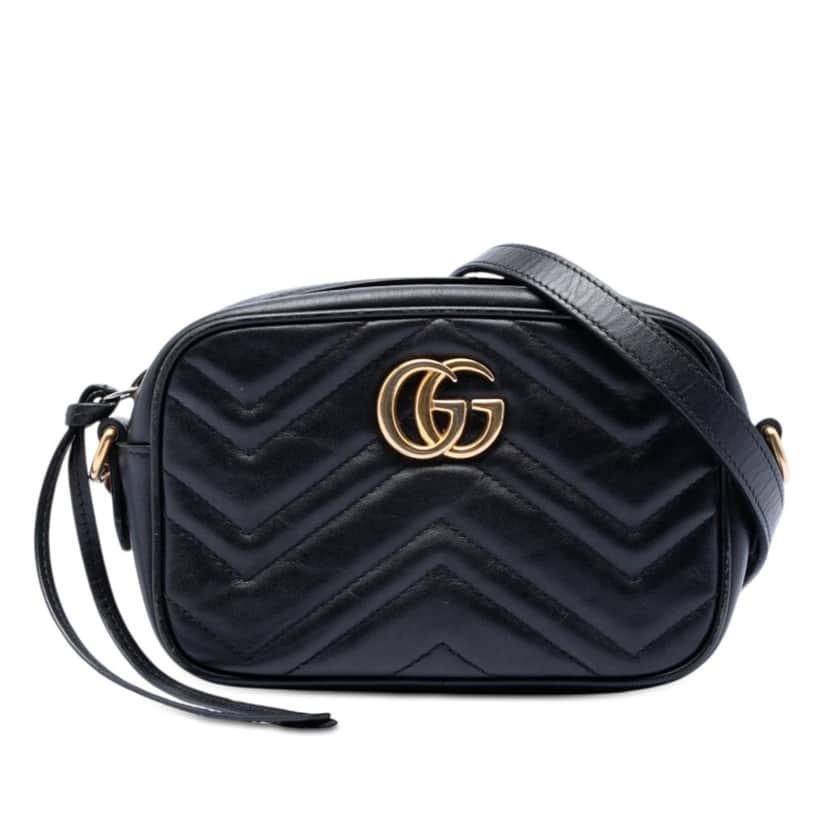 Gucci Mini GG Marmont Matelasse Leather Crossbody Black Leather Very good condition - Front View