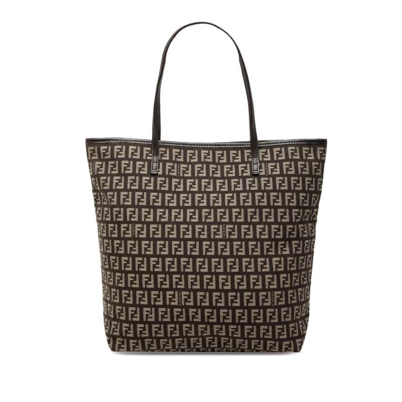 Fendi Zucchino Canvas Tote Brown Very good condition - Front View