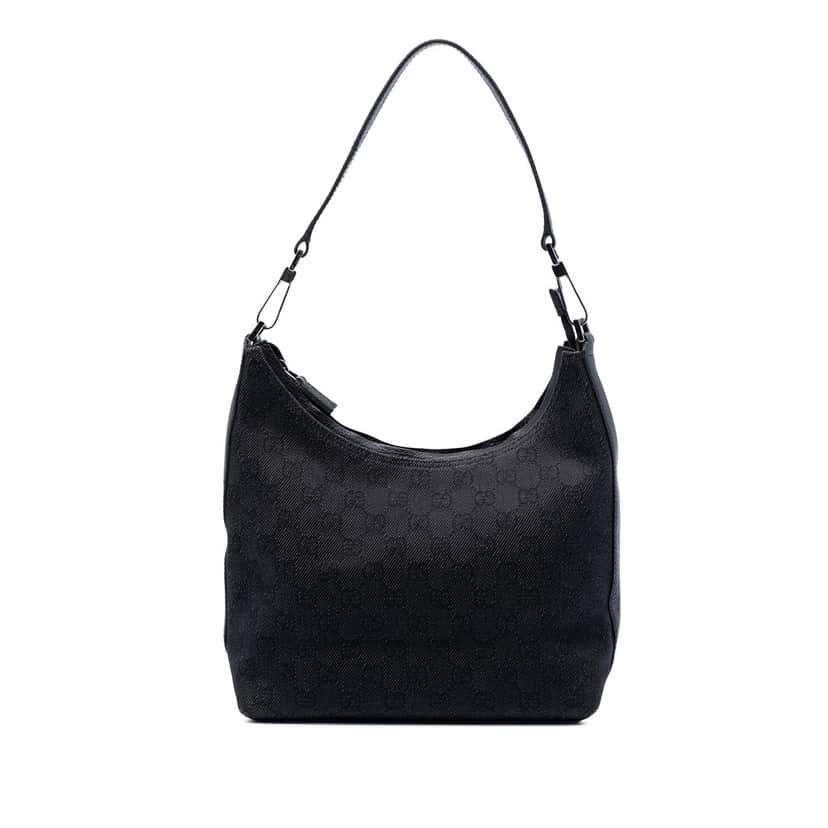Gucci GG Denim Shoulder Bag Black Very good condition - Front View