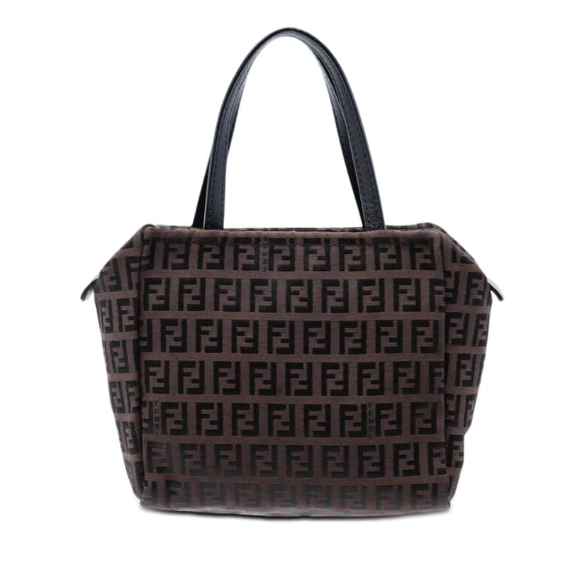 Fendi Mini Zucchino Canvas Handbag Brown Very good condition - Front View