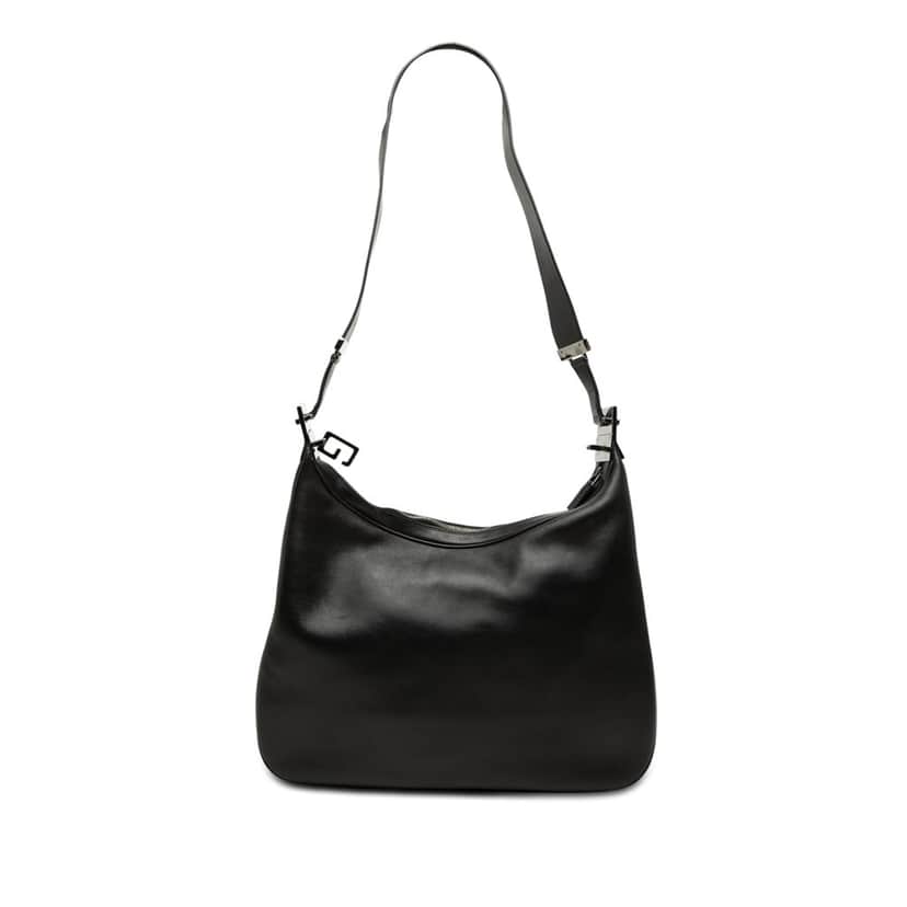 Gucci Calfskin Attache Shoulder Bag Black Leather Very good condition - Front View