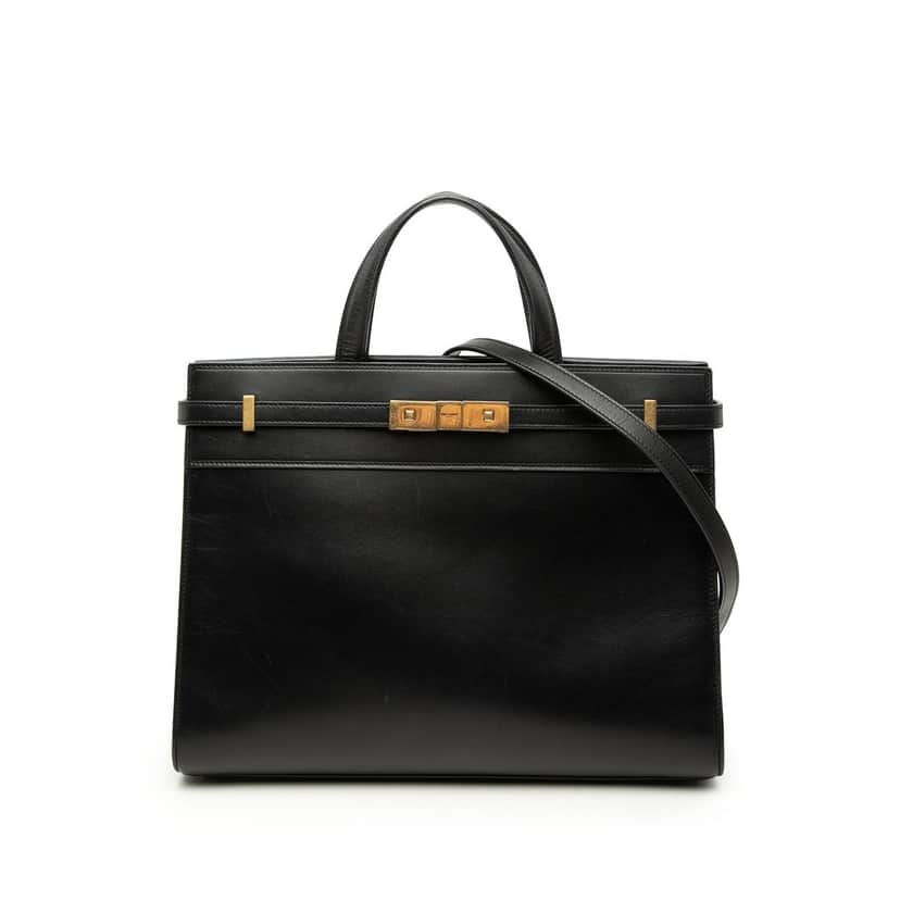 Saint Laurent Medium Smooth Calfskin Manhattan Shopper Tote Black Leather Very good condition - Front View