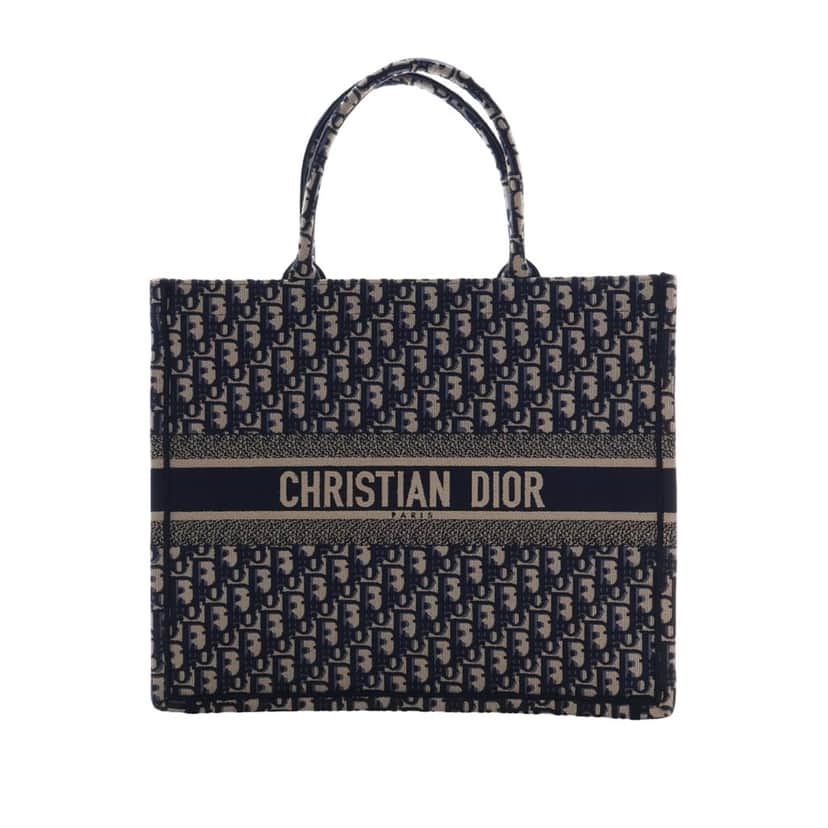 Dior Large Oblique Embroidered Canvas Book Tote Blue Very good condition - Front View