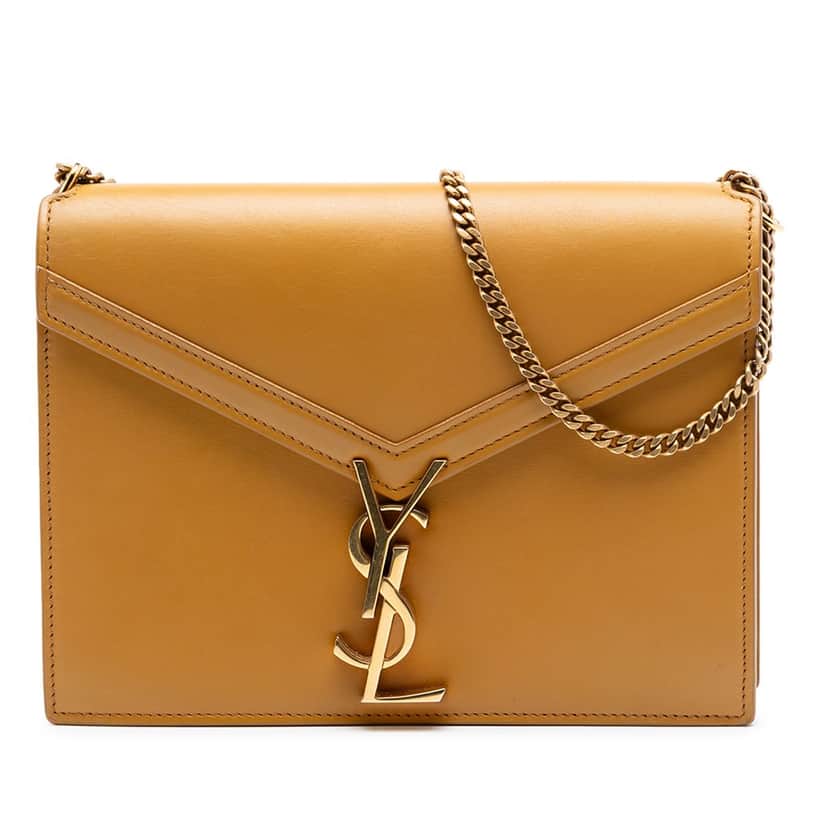 Saint Laurent Smooth Calfskin Monogram Cassandra Clasp Bag Brown Leather Very good condition - Front View