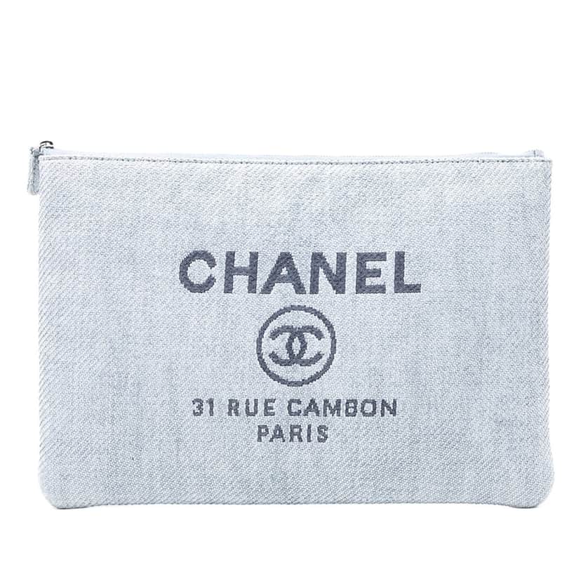 Chanel Large Canvas Deauville O Case Blue Very good condition - Front View