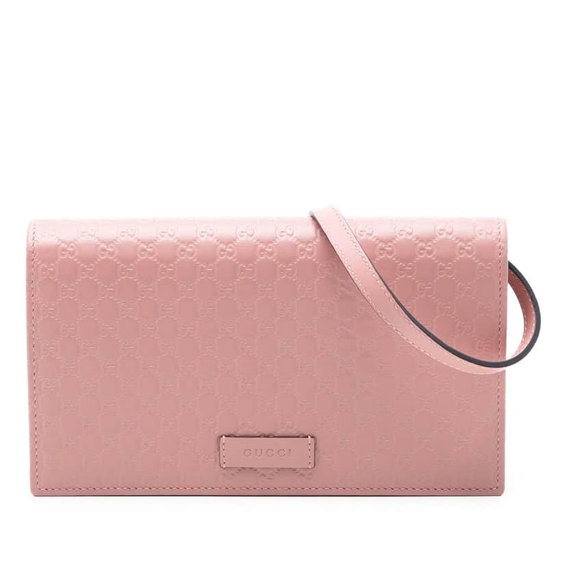 Gucci Microguccissima Wallet on Strap Pink Leather Very good condition - Front View