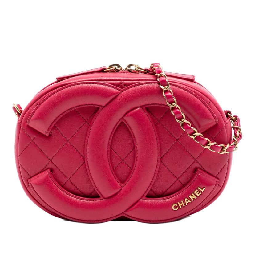 Chanel Lambskin Coco Midnight Camera Bag Pink Leather Very good condition - Front View