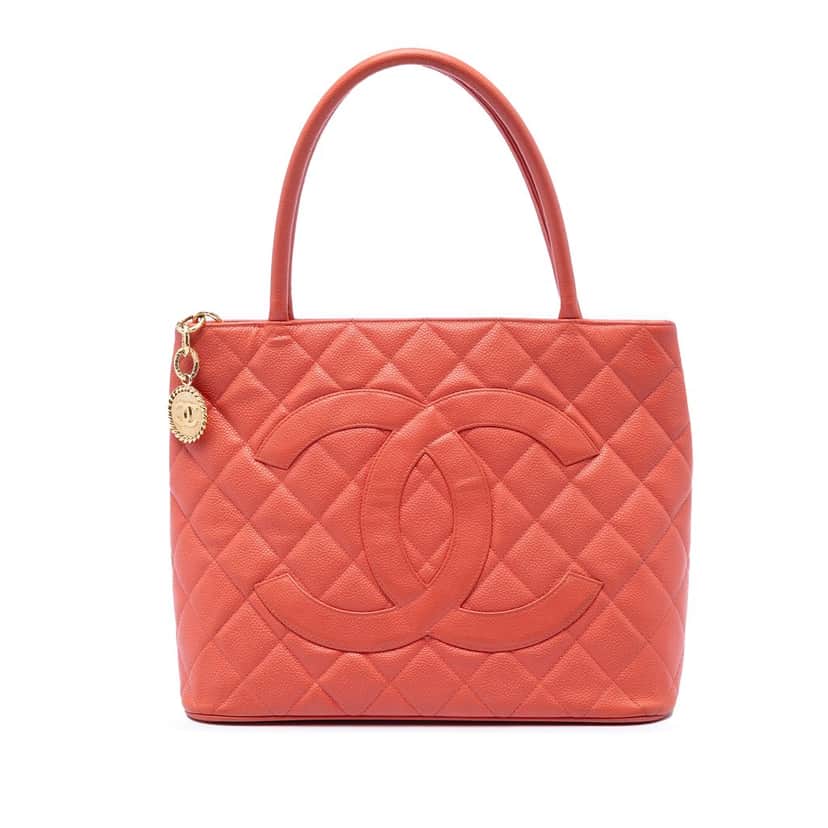 Chanel Caviar Medallion Tote Orange Leather Very good condition - Front View