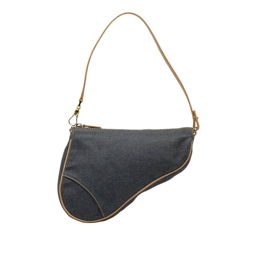 Dior Mini Denim Saddle Pochette Blue Very good condition - Front View